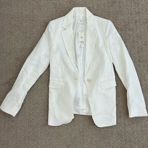 white linen mango blazer